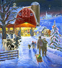Christmas Cards - Farm Nativity Scene